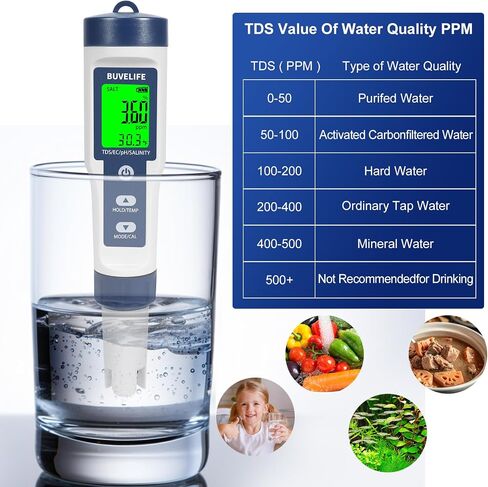 Digital Salinity Tester for Saltwater, High Accuracy Pool Salt Tester with ATC, 5 in 1 pH/EC/Salt/TDS/Temp Meter in Saudi Arabia