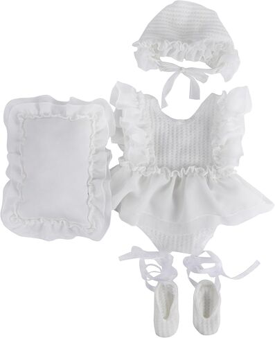 Holibeat Baby Girl 4PCS Photography Props (Romper+Pillow+Hat+Shoes) Newborn Girl Christmas Lace Photoshoot Outfits Infant Posing Props (white) in Saudi Arabia