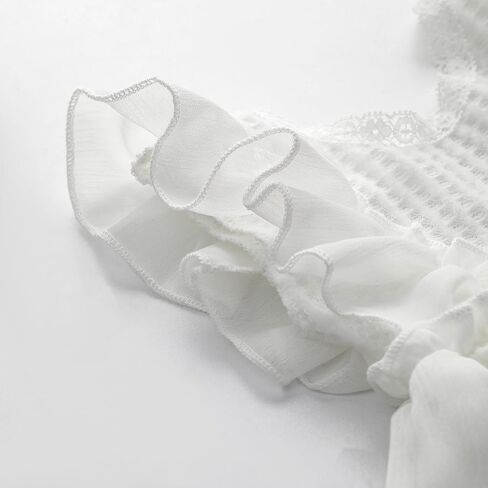 Holibeat Baby Girl 4PCS Photography Props (Romper+Pillow+Hat+Shoes) Newborn Girl Christmas Lace Photoshoot Outfits Infant Posing Props (white) in Saudi Arabia