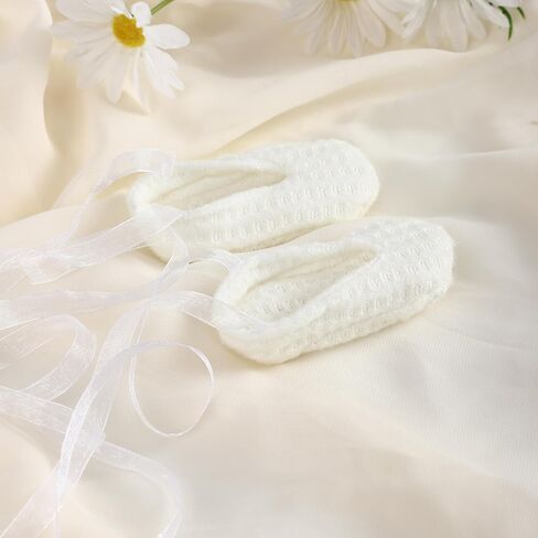 Holibeat Baby Girl 4PCS Photography Props (Romper+Pillow+Hat+Shoes) Newborn Girl Christmas Lace Photoshoot Outfits Infant Posing Props (white) in Saudi Arabia
