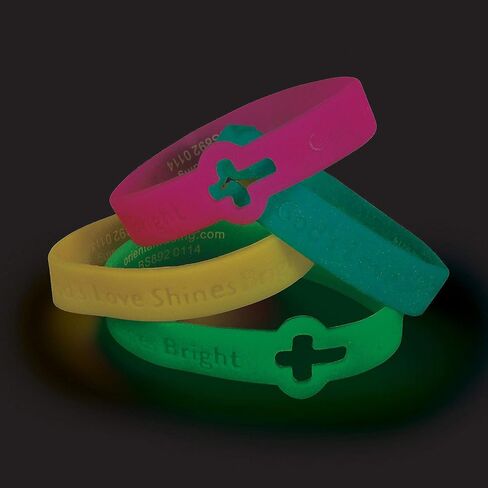Fun Express Cutout Cross Glow-in-the-Dark Faith Rubber Bracelets, 12 pieces, Power Bracelets, Party Favors in Saudi Arabia