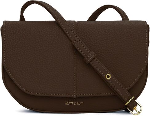 حقائب يد نباتية من Matt & Nat، حقيبة Buda Crossbody، بلون الشوكولاتة (بني) - حقائب وحقائب مصممة، لم يتم الإساءة إلى الحيوانات لتصنيعها، ولم يتم الإساءة إلى الحيوانات في تصنيعها، وإعادة التدوير in Kuwait
