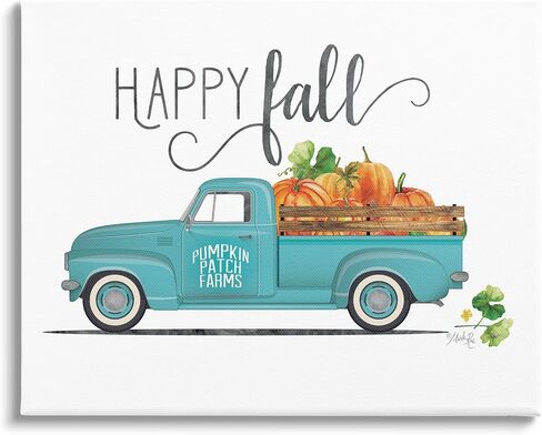 شاحنة المزرعة Happy Fall Blue من شركة Stupell Industries تحمل القرع، من تصميم مارلا راي in Saudi Arabia