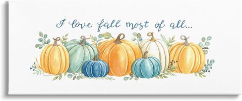 Stupell Industries Love Fall Most Of All Assorted Harvest Pumpkins, Design by Deb Strain, 17 x 40, Gallery Wrapped Canvas in Saudi Arabia