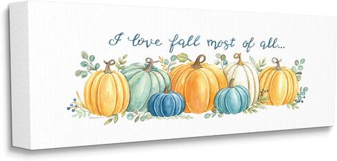 Stupell Industries Love Fall Most Of All Assorted Harvest Pumpkins, Design by Deb Strain, 17 x 40, Gallery Wrapped Canvas in Saudi Arabia