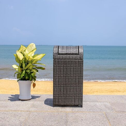 Safavieh Outdoor Collection Serapis Black Wicker Trash Bin in Saudi Arabia