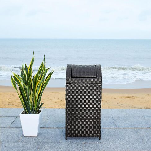 Safavieh Outdoor Collection Serapis Black Wicker Trash Bin in Saudi Arabia