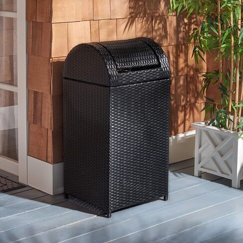 Safavieh Outdoor Collection Serapis Black Wicker Trash Bin in Saudi Arabia