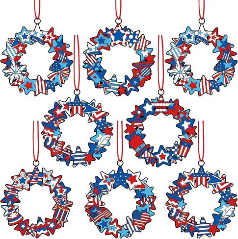 30 Pcs Color Your Own Funny Patriotic Wreath DIY Fourth of July Patriotic Crafts Bulk Color Your Own Memorial Day DIY Crafts for Independence Day Holiday Party Home School Activities in Saudi Arabia