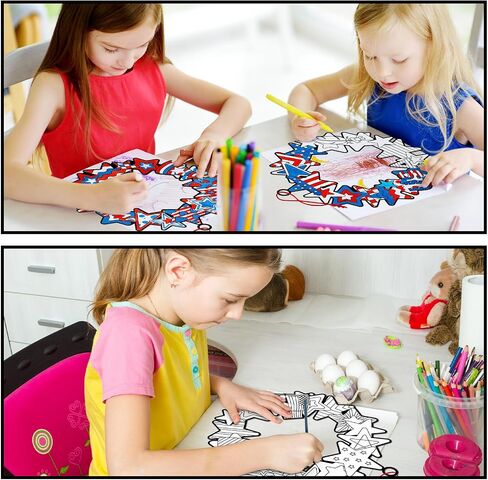 30 Pcs Color Your Own Funny Patriotic Wreath DIY Fourth of July Patriotic Crafts Bulk Color Your Own Memorial Day DIY Crafts for Independence Day Holiday Party Home School Activities in Saudi Arabia