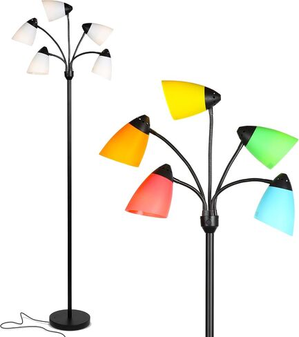 Brightech Medusa LED Floor Lamp – Multi-Head Dimmable Floor Lamp for Living Rooms & Offices – Tall Lamp with Interchangeable Shades, Adjustable Standing Lamp for Bedroom Reading – Black in Saudi Arabia