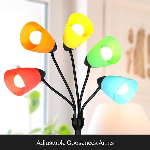 Brightech Medusa LED Floor Lamp – Multi-Head Dimmable Floor Lamp for Living Rooms & Offices – Tall Lamp with Interchangeable Shades, Adjustable Standing Lamp for Bedroom Reading – Black in Saudi Arabia