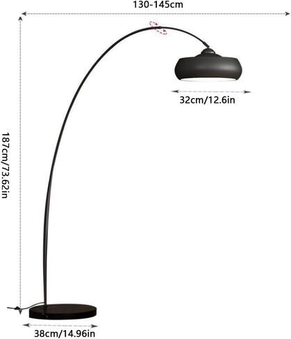 مصباح أرضي LED نحاسي صناعي مقاس 74 سم لغرفة المعيشة، مصباح قائم للقراءة في الأماكن المغلقة، ضوء زاوية للأرضية المقوسة، إضاءة محيطة للقراءة، عمود طويل واقف باللون الأسود in Kuwait