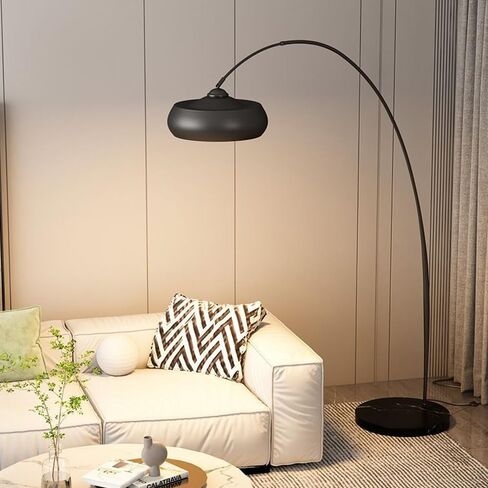 مصباح أرضي LED نحاسي صناعي مقاس 74 سم لغرفة المعيشة، مصباح قائم للقراءة في الأماكن المغلقة، ضوء زاوية للأرضية المقوسة، إضاءة محيطة للقراءة، عمود طويل واقف باللون الأسود in Kuwait