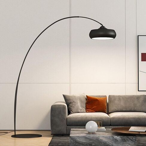 مصباح أرضي LED نحاسي صناعي مقاس 74 سم لغرفة المعيشة، مصباح قائم للقراءة في الأماكن المغلقة، ضوء زاوية للأرضية المقوسة، إضاءة محيطة للقراءة، عمود طويل واقف باللون الأسود in Kuwait