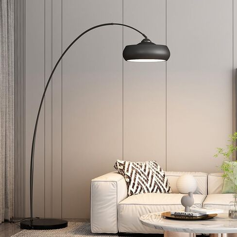 مصباح أرضي LED نحاسي صناعي مقاس 74 سم لغرفة المعيشة، مصباح قائم للقراءة في الأماكن المغلقة، ضوء زاوية للأرضية المقوسة، إضاءة محيطة للقراءة، عمود طويل واقف باللون الأسود in Kuwait