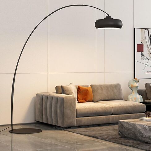 مصباح أرضي LED نحاسي صناعي مقاس 74 سم لغرفة المعيشة، مصباح قائم للقراءة في الأماكن المغلقة، ضوء زاوية للأرضية المقوسة، إضاءة محيطة للقراءة، عمود طويل واقف باللون الأسود in Kuwait