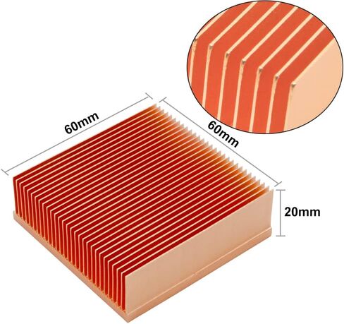Pure Copper Heatsink 2.36 x 2.36 x 0.79 inch / 60 x 60 x 20 mm Skiving Fin Heat Sink Radiator for Electronic CHIP LED Cooling in Saudi Arabia