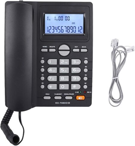 Corded Phone, Desktop Landline Telephone Wired Phone for Home Office Hotel Use, Speakerphone, Caller ID Display, Hands Free Calling (White) in Saudi Arabia