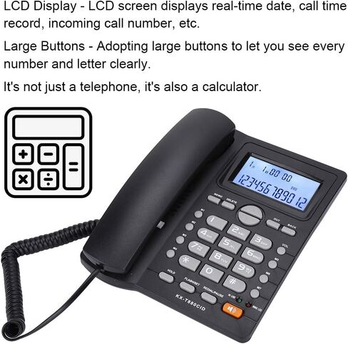 Corded Phone, Desktop Landline Telephone Wired Phone for Home Office Hotel Use, Speakerphone, Caller ID Display, Hands Free Calling (White) in Saudi Arabia