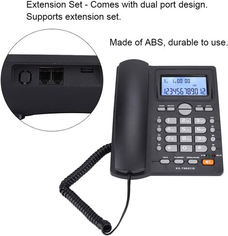 Corded Phone, Desktop Landline Telephone Wired Phone for Home Office Hotel Use, Speakerphone, Caller ID Display, Hands Free Calling (White) in Saudi Arabia
