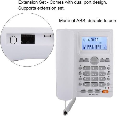 Corded Phone, Desktop Landline Telephone Wired Phone for Home Office Hotel Use, Speakerphone, Caller ID Display, Hands Free Calling (White) in Saudi Arabia