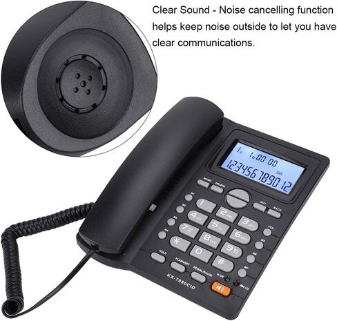 Corded Phone, Desktop Landline Telephone Wired Phone for Home Office Hotel Use, Speakerphone, Caller ID Display, Hands Free Calling (White) in Saudi Arabia