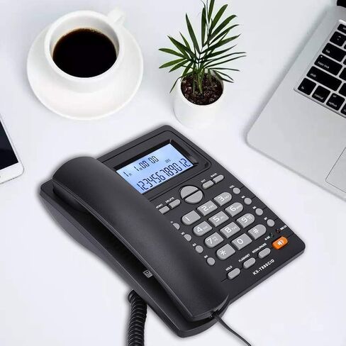 Corded Phone, Desktop Landline Telephone Wired Phone for Home Office Hotel Use, Speakerphone, Caller ID Display, Hands Free Calling (White) in Saudi Arabia