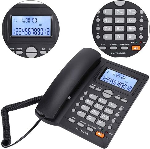 Corded Phone, Desktop Landline Telephone Wired Phone for Home Office Hotel Use, Speakerphone, Caller ID Display, Hands Free Calling (White) in Saudi Arabia