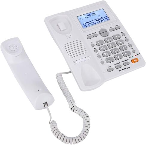 Corded Phone, Desktop Landline Telephone Wired Phone for Home Office Hotel Use, Speakerphone, Caller ID Display, Hands Free Calling (White) in Saudi Arabia