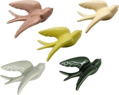 Dorlotou السيراميك شنقا يبتلع العصفور الطيور ديكور الحائط الديكور 3D النمط الأوروبي الرجعية حجم واحد متعدد الألوان لغرفة الطعام المعيشة (مجموعة) in Kuwait