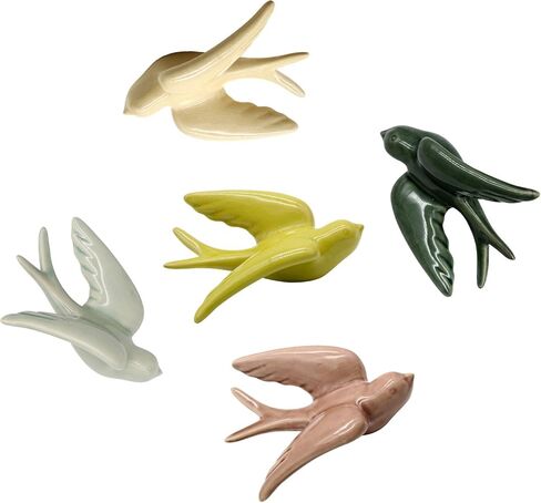 Dorlotou السيراميك شنقا يبتلع العصفور الطيور ديكور الحائط الديكور 3D النمط الأوروبي الرجعية حجم واحد متعدد الألوان لغرفة الطعام المعيشة (مجموعة) in Kuwait