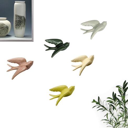 Dorlotou السيراميك شنقا يبتلع العصفور الطيور ديكور الحائط الديكور 3D النمط الأوروبي الرجعية حجم واحد متعدد الألوان لغرفة الطعام المعيشة (مجموعة) in Kuwait