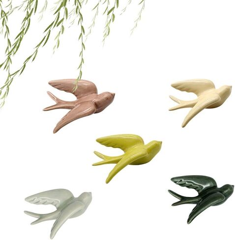 Dorlotou السيراميك شنقا يبتلع العصفور الطيور ديكور الحائط الديكور 3D النمط الأوروبي الرجعية حجم واحد متعدد الألوان لغرفة الطعام المعيشة (مجموعة) in Kuwait