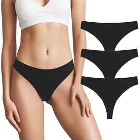 Seamless Thongs for Women No Show Breathable Low Rise Workout Thongs UnderWear 3 Pack