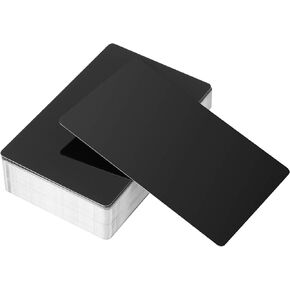 100 Pieces Blank Metal Business Cards, Aluminum Laser Engraving Cards Material Blanks for Customer Greeting Card DIY Gift Cards, Black