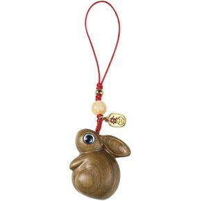 Hemobllo rabbit pendant wooden rabbit charms mini bunny figurine miniature rabbit figures statue decor smart keychain mini decor Keychain Charm Strap Phone Hanging Ornament Keychain Charms