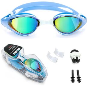 Nearsighted Swim Goggles, Shortsighted Swimming Goggles, UV Protection, Anti-Fog, Dual Strap, Auto Buckle