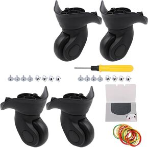 Bstinay W041 Left Right Swivel Luggage Replacement Wheels w/Rubber Bands Screwdriver Pack of 4