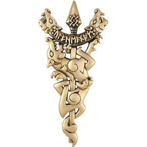 Bronze Wolf Berserker Viking Rune Pendant