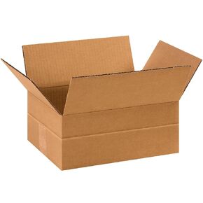 BFMD1184SC Multi-Depth Cardboard Shipping Boxes, 11 3/4" x 8 3/4" x 4 3/4", Pre-Scored, Single Wall Corrugated, Kraft (Pack of 25)