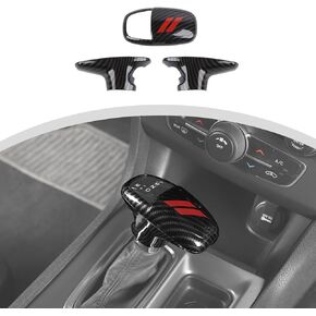 CheroCar for Dodge Gear Shift Knob Cover Trim Internal Accessories for 2015-2023 Dodge Challenger Charger,for 2018-2023 Dodge Durango (Carbon Fiber-Green)…
