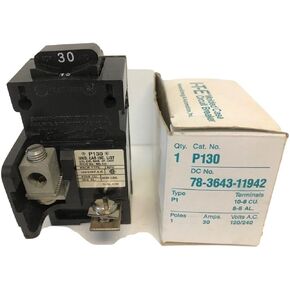 1- P130 Siemens Pushmatic Bulldog ITE- P Frame, 1 Pole, 120 Volt, 30 Amp, Molded Case Circuit Breaker 30A 1P