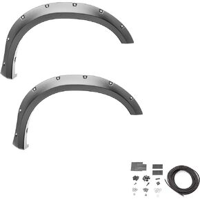 Bushwacker Pocket/Rivet Style Front Fender Flares | 2-Piece Set, Black, Smooth Finish | 30039-02 | Fits 2014-2021 Toyota Tundra