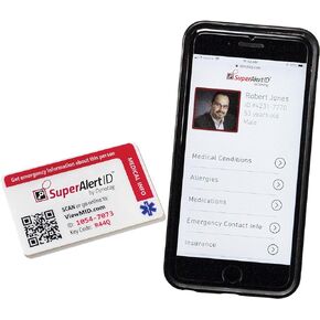 SuperAlert™ Smart Medical ID Card with Detailed Online Profile; Wallet Card with Lifetime Subscription