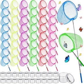 48 Pcs Kids Butterfly Fishing Nets Bulk Colorful Telescopic Butterfly Fishing Nets with Stainless Steel Pole Handle 34 Inch with 20 Pcs Plastic Insect Bottle Nature Exploration Toys in Saudi Arabia