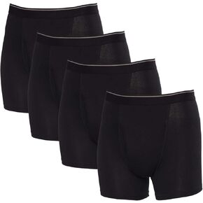 Kirkland Signature 4 Stretch Cotton Boxer Briefs Comfort Fit, Black/Gray, Large