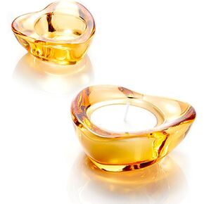 Red Tealight Candle Holders - Set of 12, Heart-Shaped Chunky Glass Candle Holder, 2.9" Diameter - CH02 - Aubergine Purple
