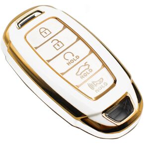 FEYOUN Key Fob Cover Compatible with Hyundai Palisade Elantra Elantra N Smart 5 Buttons TPU Remote Keyless Key Fob Case Protection Shell Accessories, White