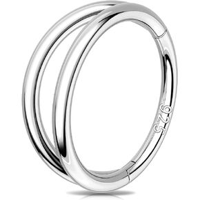 Meiighting 925 Sterling Silver Nose Ring 16G Higned Clicker Hoop Silver Double Helix Earring Cartilage Earring Conch Piercing Jewelry For Women 6mm 8mm 10mm 12mm